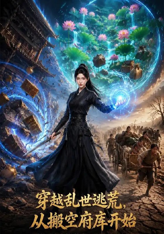 名称：穿越乱世逃荒，从搬空府库开始&穿越乱世逃荒从搬空府库开始（62集）AI短剧描述：烽火燃尽万里山河，饿殍遍野的乱世之中，她一朝穿越而来