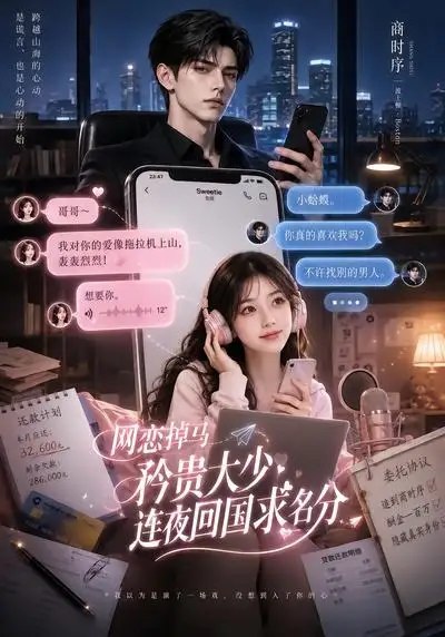 名称：网恋掉马，矜贵大少连夜回国求名分&网恋掉马矜贵大少连夜回国求名分（75集）AI短剧描述：指尖情缘原是云端幻梦，她不知屏幕那端竟是权倾商界的矜贵大少