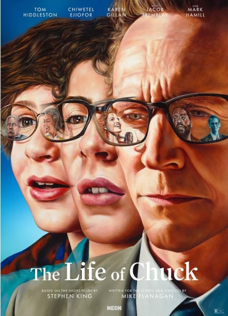 名称：美国电影《查克的一生》（2024）描述：导演: 迈克·弗拉纳根主演: 汤姆·希德勒斯顿 / 马克·哈米尔 / 凯伦·吉兰 / 切瓦特·埃加福 / 安娜丽丝·巴索 / 更多…类型: 剧情 / 科幻 / 奇幻制片国家/地区: 美国上映日期: 2024-09-06(多伦多电影节) / 2025-06-13(美国)片长: 110分钟链接：🔗夸克：