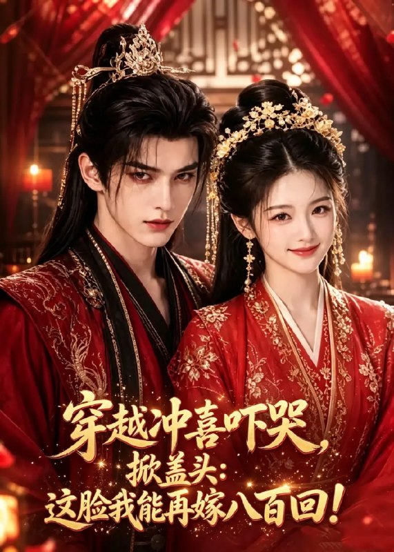 名称：穿越冲喜吓哭，掀盖头：这脸我能再嫁八百回&穿越冲喜吓哭掀盖头这脸我能再嫁八百回（3集）AI短剧描述：红烛摇曳，喜帕垂落