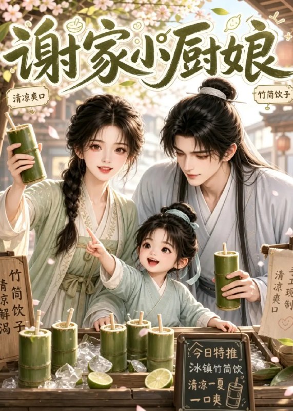 名称：谢家小厨娘（20集）AI短剧描述：烟火人间，谢家小厨娘以一勺热羹暖尽世情凉薄