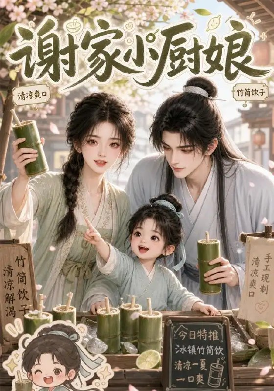 名称：谢家小厨娘（119集）AI短剧描述：烟火人间，谢家小厨娘以一勺一釜烹煮百味人生