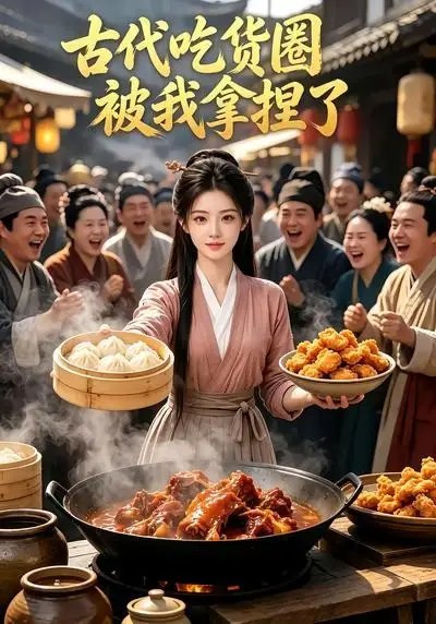 名称：古代吃货圈被我拿捏了（86集）AI短剧描述：穿越千年的烟火长卷，现代美食博主携AI秘术入局古代