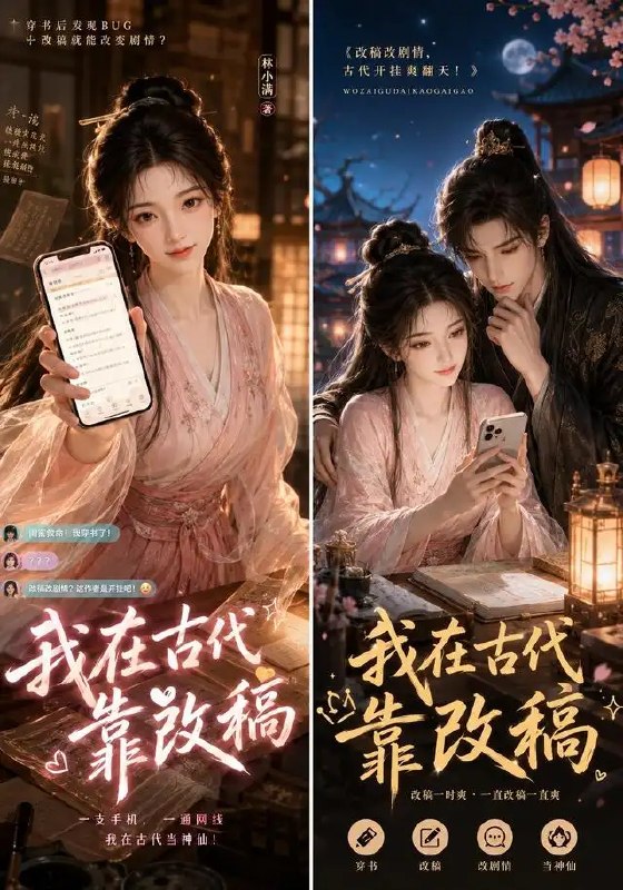 名称：我在古代靠改稿（31集）AI短剧描述：墨色未干，风云已变