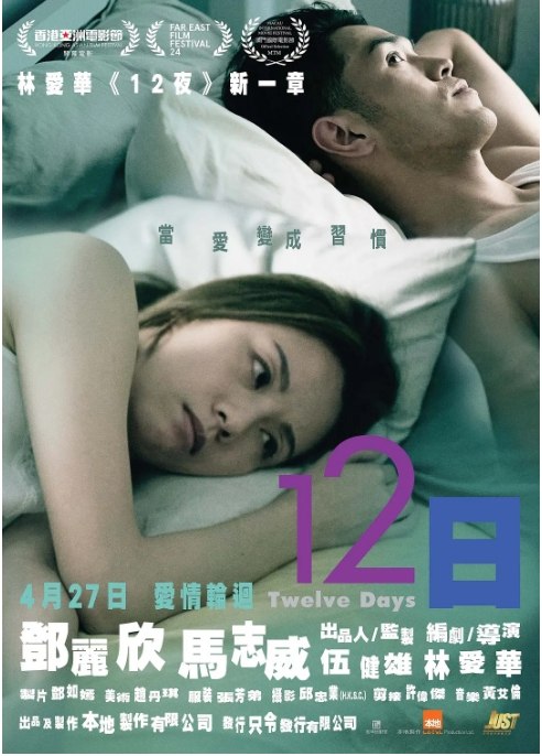 名称：香港电影《12日》（2021）描述：导演: 林爱华主演: 邓丽欣 / 马志威 / 苏皓儿 / 艾妮 / 袁富华 / 更多…类型: 爱情制片国家/地区: 中国香港上映日期: 2023-04-27(中国香港) / 2021-10-27(香港亚洲电影节)片长: 89分钟链接：🔗夸克：