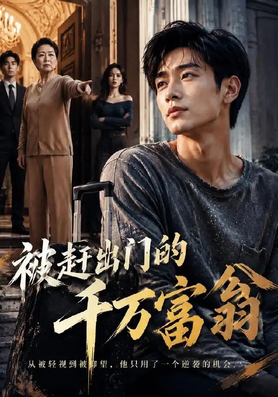 名称：被赶出门的千万富翁（73集）AI短剧描述：他曾坐拥千万身家，却在雨夜被逐出豪门，蜷缩在霓虹照不到的角落