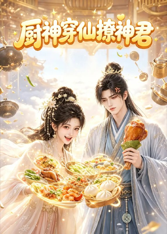 名称：厨神穿仙撩神君（40集）AI短剧描述：现代厨神一朝穿仙，携烟火绝技入九霄云阙