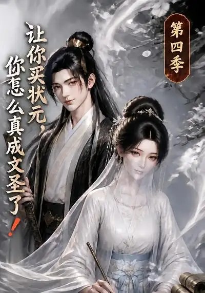名称：让你买状元，你怎么真成文圣了！第四季&让你买状元你怎么真成文圣了第四季（105集）AI短剧描述：落第书生误购“状元”机缘，本欲借势登科，却于AI幻境中悟透圣贤之道