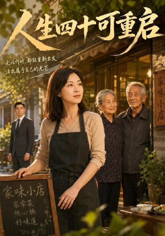 名称：人生四十可重启（54集）AI短剧描述：四十岁的林晚在婚姻与职场的双重困局里，忽然撞见重启人生的契机