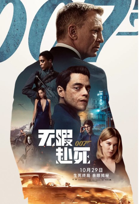 名称：英国电影《007全系列》（1-25部）（1962-2021）+外传两部 动作 / 惊悚 / 冒险描述：导演: 凯瑞·福永主演: 丹尼尔·克雷格 / 蕾雅·赛杜 / 拉米·马雷克 / 拉什纳·林奇 / 拉尔夫·费因斯 / 更多…类型: 动作 / 惊悚 / 冒险制片国家/地区: 英国 / 美国上映日期: 2021-10-29(中国大陆) / 2021-09-30(英国) / 2021-10-08(美国)片长: 163分钟链接：🔗夸克：
