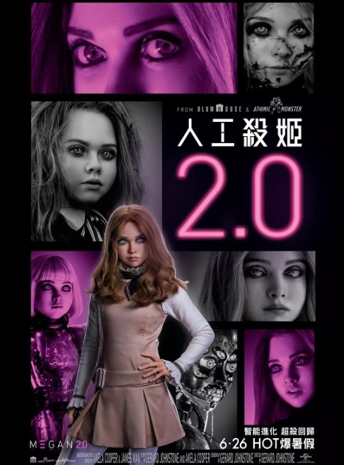 名称：美国电影《梅根2.0》（2025）描述：导演: 热拉尔·约翰斯通主演: 艾莉森·威廉姆斯 / 维奥莱特·麦格劳 / 艾米·唐纳德 / 珍娜·戴维斯 / 布莱恩·乔丹·阿尔瓦雷斯 / 更多…类型: 动作 / 科幻 / 惊悚 / 恐怖制片国家/地区: 美国 / 新西兰 / 加拿大上映日期: 2025-06-27(美国)片长: 120分钟链接：🔗夸克：