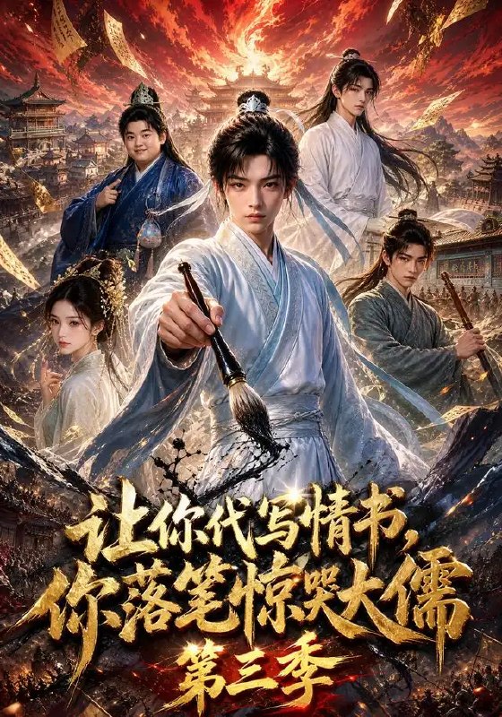 名称：让你代写情书，你落笔惊哭大儒第三季&让你代写情书你落笔惊哭大儒第三季（53集）AI短剧描述：墨痕落处，惊起文坛千层浪