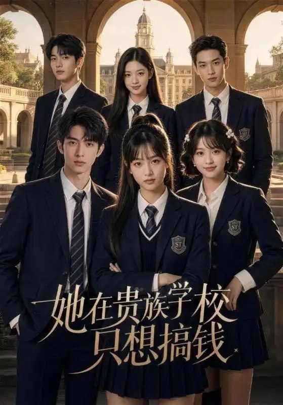 名称：她在贵族学校只想搞钱（60集）AI短剧描述：寒门少女踏入贵族学府，当同窗沉溺于纸醉金迷的虚荣，她只执一柄清醒之刃，在名利场中开辟自己的淘金之路