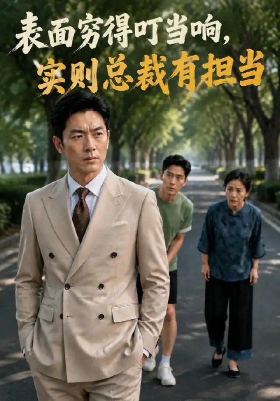 名称：表面穷得叮当响，实则总裁有担当&表面穷得叮当响实则总裁有担当（40集）AI短剧描述：他敛去商界锋芒，甘愿以清贫之躯藏身市井，粗茶淡饭间尽是人间烟火