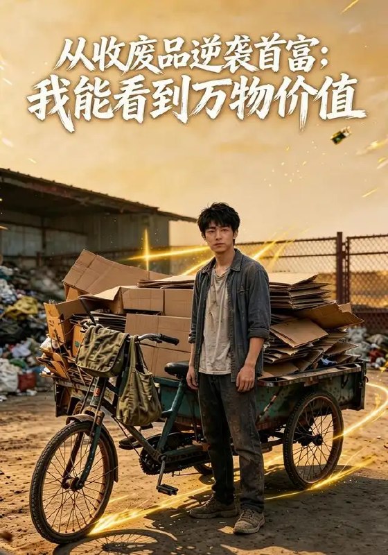 名称：从收废品逆袭首富：我能看到万物价值&从收废品逆袭首富我能看到万物价值（60集）AI短剧描述：巷陌深处，落魄青年林野在废品堆中拾起破碎人生