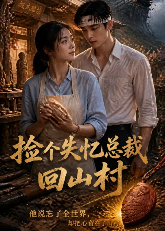 名称：捡个失忆总裁回山村（14集）AI短剧描述：山雾缭绕的静谧村落，一场意外让叱咤商界的失忆总裁跌落凡尘