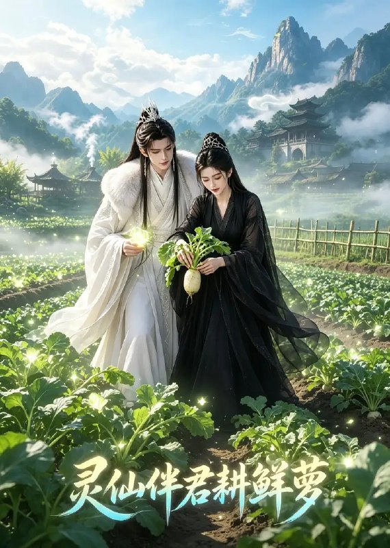 名称：灵仙伴君耕鲜萝（14集）AI短剧描述：灵雾漫过青萝田，仙子垂眸落凡尘