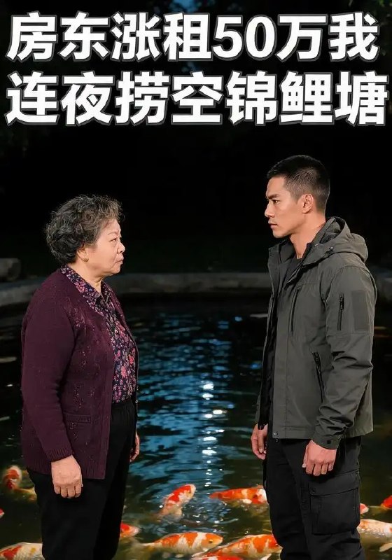 名称：房东涨租50万我连夜捞空锦鲤塘（76集）AI短剧描述：月色浸寒塘，房东骤提五十万租金，似惊雷碎了满池静影