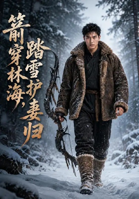 名称：箭穿林海，踏雪护妻归&箭穿林海踏雪护妻归（49集）AI短剧描述：林海雪原，寒风如刃