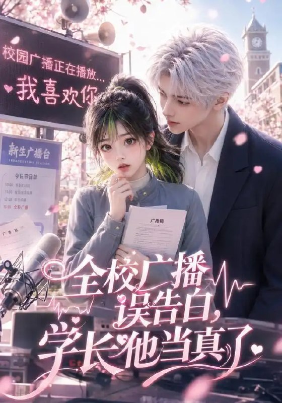 名称：全校广播误告白，学长他当真了&全校广播误告白学长他当真了（42集）AI短剧描述：全校广播误告白的瞬间，她暗藏的心事被传遍每个角落