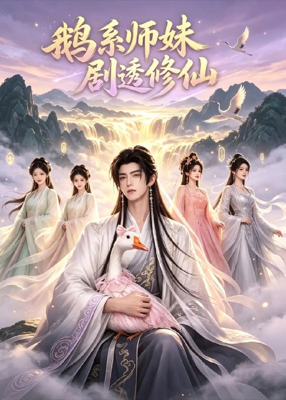 名称：鹅系师妹剧透修仙（40集）AI短剧描述：她本是灵池戏水的懵懂白鹅，一朝化形入修仙界，竟携前世记忆剧透天机