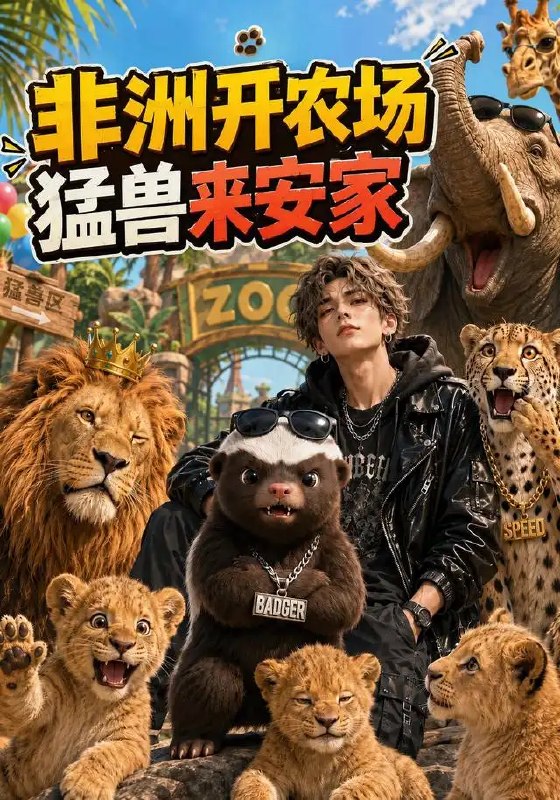 名称：非洲开农场，猛兽来安家&非洲开农场猛兽来安家（126集）AI短剧描述：在非洲广袤的稀树草原，主角以赤诚之心开垦农场，却意外迎来狮子、长颈鹿等猛兽的“安家”