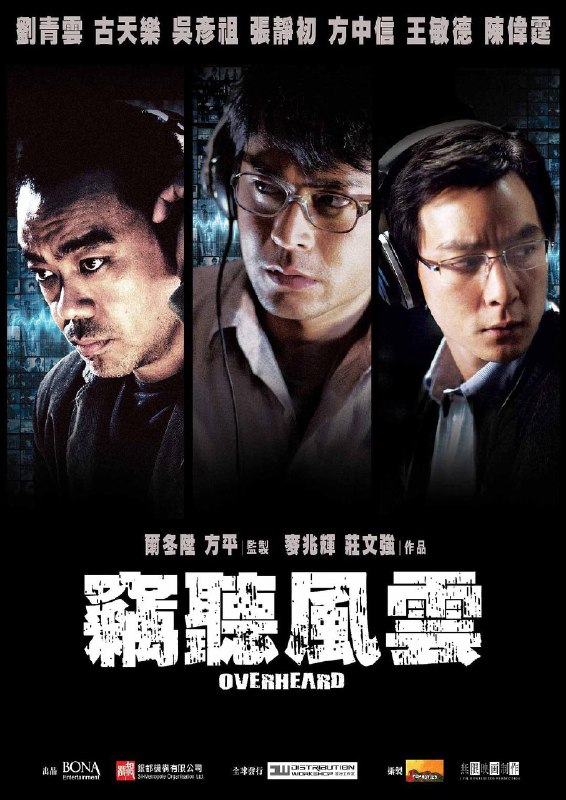 名称：《窃听风云》.中字（2009）描述：导演: 麦兆辉 / 庄文强主演: 刘青云 / 古天乐 / 吴彦祖 / 张静初 / 方中信 / 王敏德 / 李子雄 / 陈伟霆类型: 剧情 / 动作 / 惊悚制片国家/地区: 中国香港 / 中国大陆 / 新加坡语言: 粤语 / 汉语普通话上映日期: 2009-07-24(中国大陆) / 2009-07-30(中国香港)片长: 100分钟(香港)又名: Overheard链接：🔗夸克：