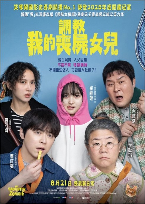 名称：韩国电影《我的僵尸女儿》（2025）描述：导演: 毕感成主演: 曹政奭 / 李姃垠 / 崔惟理 / 曹汝贞 / 尹敬浩类型: 喜剧 / 科幻 / 惊悚制片国家/地区: 韩国上映日期: 2025-07-30(韩国)片长: 113分钟链接：🔗夸克：