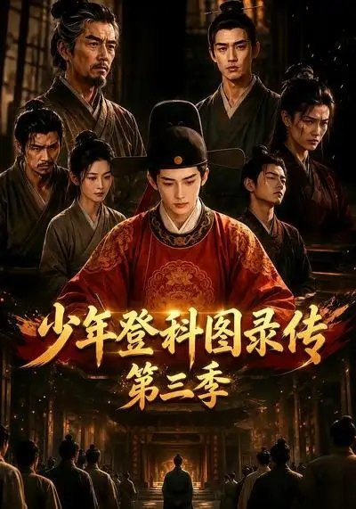 名称：少年登科图录传第三季（70集）AI短剧描述：寒门少年执笔为剑，再闯登科风云路
