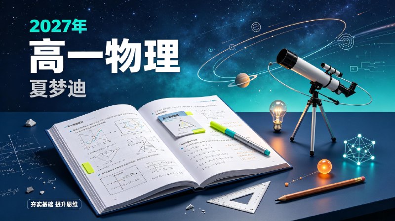 名称：2027年高一物理夏梦迪描述：夏梦迪高一物理课程适配 2027 年高中学习需求，完整覆盖高一物理全部核心知识点，拆解力学、运动学等重难点内容，梳理基础概念与经典解题模型，搭配例题分步讲解，适合新高一学生课前预习、课堂巩固与课后查漏补缺，搭建完整物理知识框架