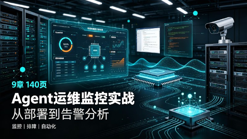 名称：Agent运维监控实战（9章140页）描述：这份实战资料共九章合计一百四十页，围绕 Agent 运维监控相关技术展开完整讲解，涵盖监控部署、指标采集、告警配置、故障排查等实操内容，结合真实业务场景拆解落地流程，梳理运维监控体系搭建思路，适合运维开发人员学习落地智能代理监控方案