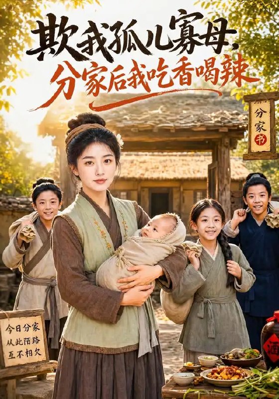 名称：欺我孤儿寡母，分家后我吃香喝辣&欺我孤儿寡母分家后我吃香喝辣（80集）AI短剧描述：寒门孤孀携幼子，在宗族倾轧中寸步难行