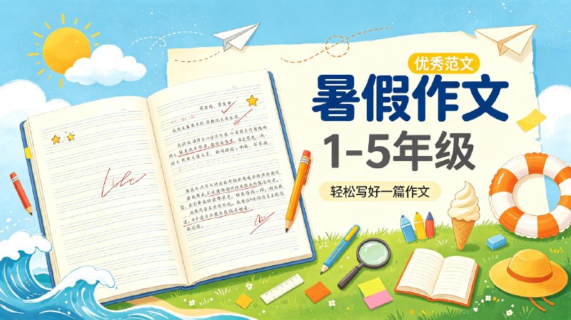 名称：《暑假作文》1-5年级优秀范文 PDF描述：整理小学一至五年级适配暑期写作练习的优质范文文档，以 PDF 格式呈现，范文题材覆盖假期见闻、生活记事、写景抒情等常见类型，贴合低年级写作要求，语句浅显易懂，可帮助学生积累写作素材，学习行文结构与表达技巧，完成暑假写作作业