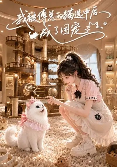 名称：我被傅总的猫选中后成了团宠（59集）AI短剧描述：暮色漫过傅氏庄园的落地窗，一只通体雪白的布偶猫忽然跃入沈晚衣的怀中