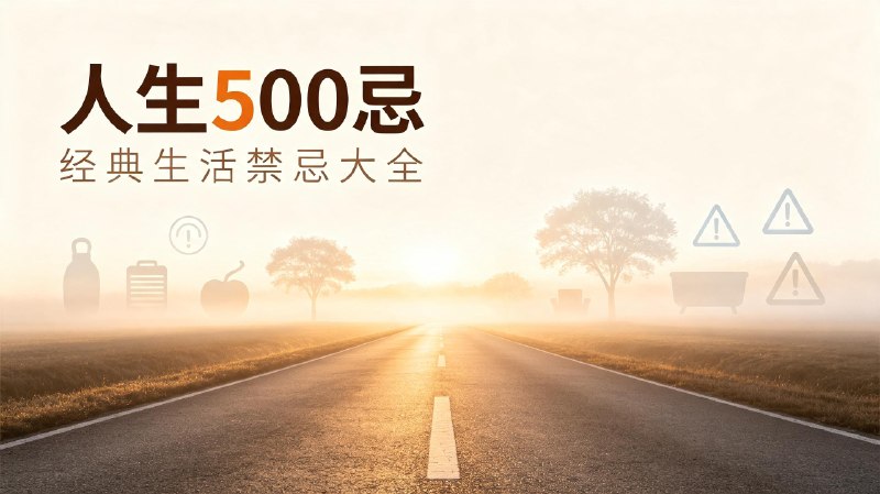 名称：《人生500忌》：经典生活禁忌大全描述：汇总五百条日常各类场景中的传统生活禁忌，覆盖居家起居、人际往来、婚丧节庆、出行办事等多个维度，梳理各类需要规避的行为与讲究，内容通俗易懂，可供大众参考日常行事分寸，了解传统民俗里的生活规范