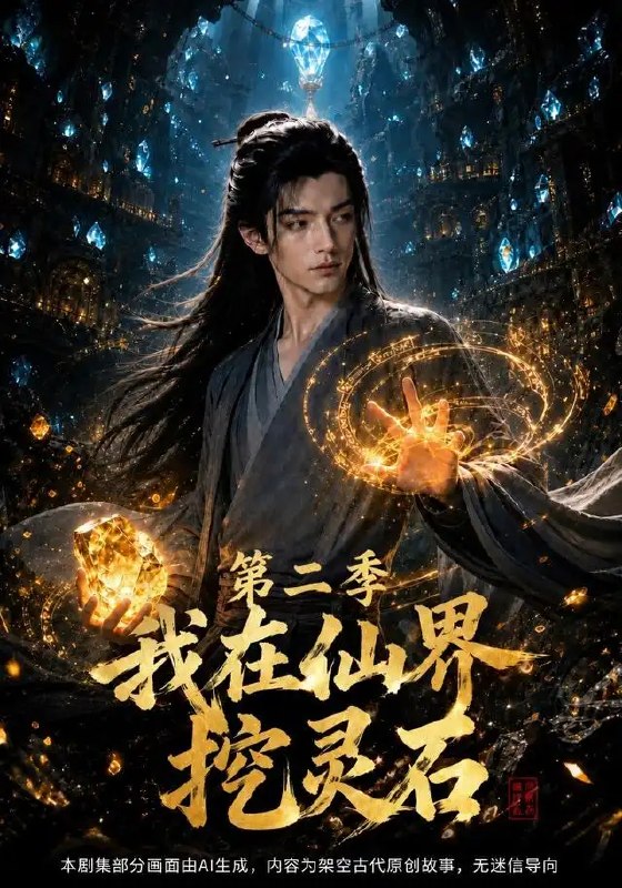 名称：我在仙界挖灵石第二季（92集）AI短剧描述：仙尘渺渺，灵脉深藏